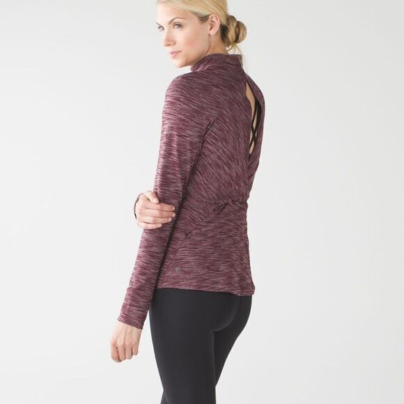 Lululemon &go Take-Off Long Sleeve Top Heathered Bordeaux Drama - Picture 1 of 10